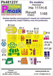 P-Mask PK48123Y He 111H-6 (Revell 03863) Maski z żółtego materiału kabuki 1/48