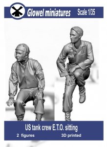 Glowel Miniatures 35069 US ETO tank crew sitting on a tank (2 Figure, 3D Printed) 1/35