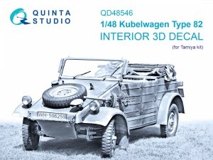 Quinta Studio QD48546 Kubelwagen Type 82 3D-Printed & coloured Interior on decal paper (Tamiya)  1/48