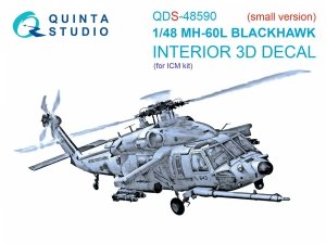 Quinta Studio QDS-48590 MH-60L Blackhawk 3D-Printed & coloured Interior on decal paper (ICM) (Small version) 1/48