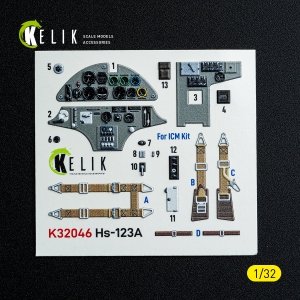 Kelik K32046 Hs-123A-1 - interior 3D decals for ICM kit 1/32