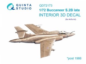 Quinta Studio QD72173 Blackburn Buccanneer S.2B Late 3D-Printed & coloured Interior on decal paper (Airfix) 1/72
