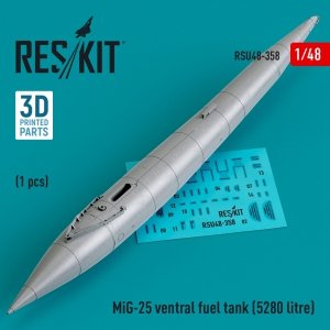 RESKIT RSU48-0358 MiG-25 ventral fuel tank (5280 litre) (3D printed) 1/48