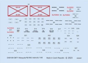 Eduard D48109 Mosquito FB Mk. II stencils TAMIYA 1/48