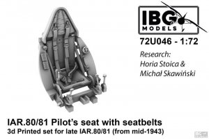 IBG 72U046 Pilot's Seat with Seatbelts for I.A.R. 80/81 (Late, armored, used from mid 1943) 1/72