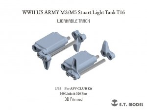 E.T. Model P35-038 WWII US ARMY M3/M5 Stuart Light Tank T16 Workable Track ( 3D Printed ) 1/35