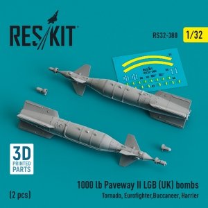 RESKIT RS32-0380 1000 lb Paveway II LGB (UK) bombs (2 pcs) (Tornado, Eurofighter,Buccaneer, Harrier) (3D Printed) 1/32