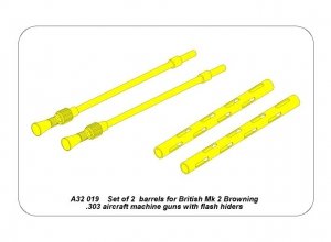 Aber A32019 Set of 2 barrels for British Browning .303 aircraft machine guns with flash hiders 1/32