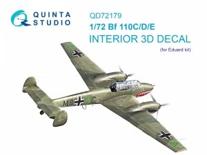 Quinta Studio QD72179 Bf 110C/D/E 3D-Printed & coloured Interior on decal paper (Eduard) 1/72