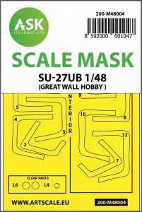ASK M48004 SU-27UB double-sided painting mask for Great Wall Hobby 1/48