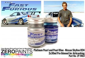 Zero Paints ZP-1463 Fast and Furious Platinum Pearl/Pearl Blue Paints 2x30ml (Paul Walker Nissan Skyline R34)