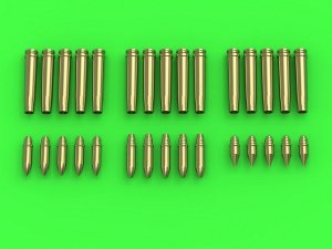 Master GM-35-019 Niemiecka amunicja 2cm (cal. 20x138B) do działka Flak 30/38, KwK 30/38 - łuski (15 szt.) i 3 rodzaje pocisków (po 5 szt. każdego rodzaju) (1:35)