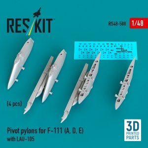 RESKIT RS48-0500 Pivot pylons for F-111 (A, D, E) with LAU-105 (4 pcs) (3D Printed) 1/48