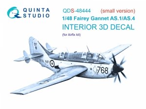 Quinta Studio QDS-48444 Fairey Gannet AS.1_AS.4 3D-Printed coloured Interior on decal paper (Airfix) (Small version) 1/48