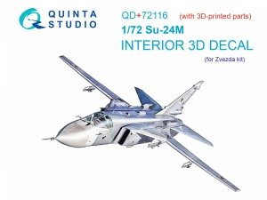 Quinta Studio QD+72116 Su-24M 3D-Printed coloured Interior on decal paper (Zvezda) (with 3D-printed resin part) 1/72