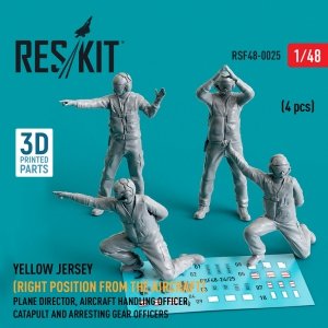RESKIT RSF48-0025 YELLOW JERSEY (RIGHT POSITION FROM THE AIRCRAFT) PLANE DIRECTOR, AIRCRAFT HANDLING OFFICER, CATAPULT AND ARRESTING GEAR OFFICERS (4 PCS) (3D PRINTED) 1/48
