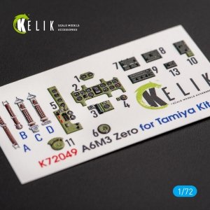 KELIK K72049 A6M3 ZERO - INTERIOR 3D DECALS FOR TAMIYA KIT 1/72