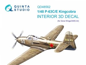 Quinta Studio QD48562 P-63C/E Kingcobra 3D-Printed & coloured Interior on decal paper (Dora Wings/AMG) 1/48