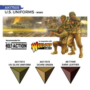 AK Interactive AK17505 U.S. WWII UNIFORMS – QUICK GEN SET 3x18ml