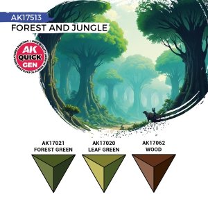 AK Interactive AK17513 FOREST AND JUNGLE – QUICK GEN SET 3x18ml