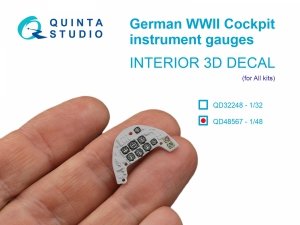 Quinta Studio QD48567 German WWII Cockpit instrument gauges 3D-Printed & coloured Interior on decal paper (All Kits) 1/48