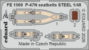 Eduard FE1569 P-47N seatbelts STEEL for MINIART 1/48