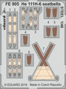 Eduard FE905 He 111H-6 seatbelts STEEL ICM 1/48