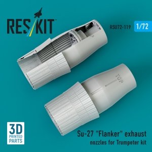 RESKIT RSU72-0119 Su-27 Flanker exhaust nozzles for Trumpeter kit (3D Printed) 1/72