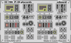 Eduard 32786 P-40 placards 1/32