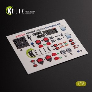 KELIK K35025 HUMVEE HMMWV M1036 with TOW Nato green version Interior 3D Decal for Italeri kit 1/35