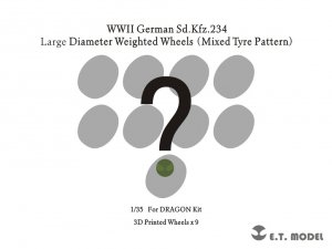 E.T. Model P35-110A WWII German Sd.Kfz.234 Small Diameter Weighted Wheels (Mixed Tyre Pattern) 1/35
