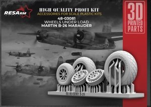 RESArm 48-03081 B-26 MARAUDER - Wheels under load (3D resin printing) 1/48