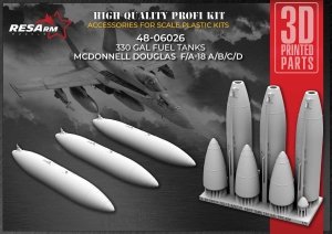 RESArm 48-06026 MCDONNELL DOUGLAS F/A-18 A/B/C/D 330 gal fuel tanks (3D resin printing) 1/48
