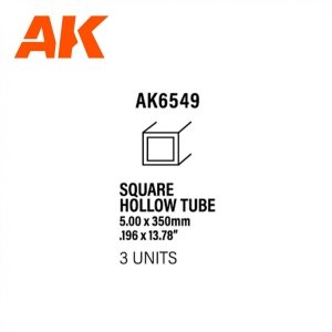 AK Interactive AK6549 SQUARE HOLLOW TUBE 5.00 X 350MM – STYRENE SQUARE HOLLOW TUBE – (3 UNITS)