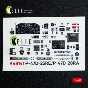 Kelik K48141 P-47D - 25RE/28RA - interior 3D decals for MiniArt kit (1/48)