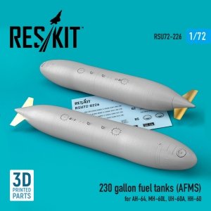 RESKIT RSU72-0226 230 GALLON FUEL TANKS (AFMS) FOR AH-64, MH-60L, UH-60A, HH-60 (2 PCS) (3D PRINTED) 1/72