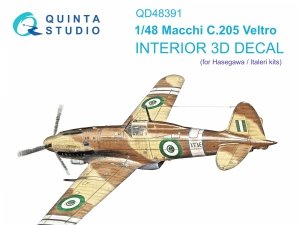 Quinta Studio QD48391 Macchi C.205 Veltro 3D-Printed & coloured Interior on decal paper (Hasegawa/Italeri) 1/48