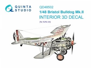 Quinta Studio QD48502 Bristol Bulldog Mk.II 3D-Printed coloured Interior on decal paper (Airfix) 1/48