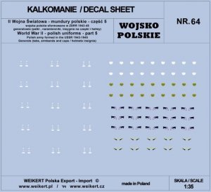 Weikert Decals DEC264 Mundury polskie - patki, naramienniki, insygnia na czapki i hełmy - cześć 5 - vol.64 1/35