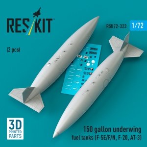 RESKIT RSU72-0323 150 gallon underwing fuel tanks (F-5E/F/N, F-20, AT-3) (2 pcs) (3D Printed) (1/72)