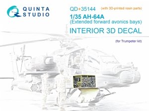 Quinta Studio QD+35144 AH-64A forward avionics bays 3D-Printed & coloured Interior on decal paper (Trumpeter) (with 3D-printed resin parts) 1/35