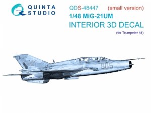 Quinta Studio QDS-48447 MiG-21UM 3D-Printed coloured Interior on decal paper (Trumpeter) (Small version) 1/48