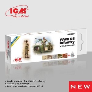 ICM 3037 WWII US Infantry Acrylic Paint Set 5x12ml + Varnish Matt