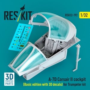 RESKIT RSU32-0192 A-7D Corsair II cockpit (Basic edition with 3D decals) for Trumpeter kit (3D Printed) (1/32)