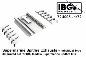 IBG 72U095 Supermarine Spitfire Exhausts - Individual Type - 3d Printed Set 1/72