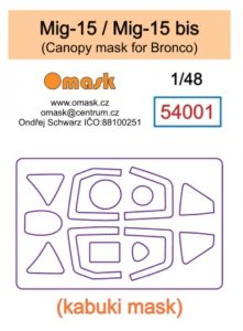 Omask 54001 Mig-15 / Mig-15 bis canopy mask (Bronco) 1/48