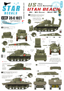 Star Decals 35-C1027 US 70th Tank Battalion on Utah Beach 1/35