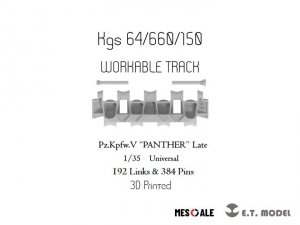 E.T. Model P35-001 WWII German Pz.Kpfw.V PANTHER Late Workable Track (3D Printed) 1/35