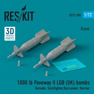 RESKIT RS72-0380 1000 lb Paveway II LGB (UK) bombs (2 pcs) (3D Printed) 1/72