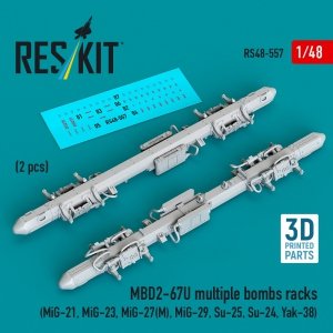 RESKIT RS48-0557 MBD2-67U multiple bombs racks (2 pcs) (MiG-21, MiG-23, MiG-27(М), MiG-29, Su-25, Su-24, Yak-38) (3D Printed) (1/48)